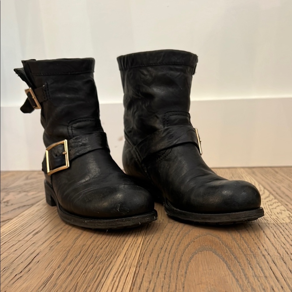 Jimmy Choo Black Combat & Moto Boots